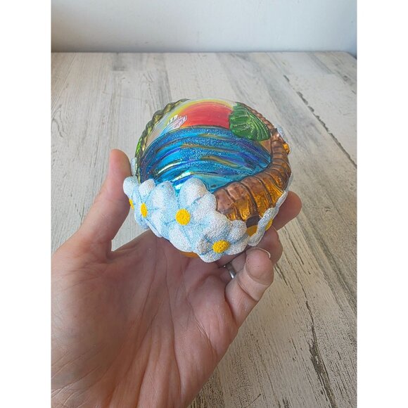 Hawaii cruise boat glass glitter ornament remember palm tree flowers unique Xmas - Picture 11 of 11